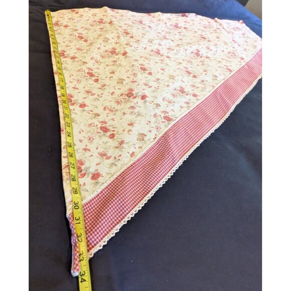 Pair Waverly Garden Room Swag Valance Curtain Set Red Gingham Cabbage Rose - Picture 6 of 8